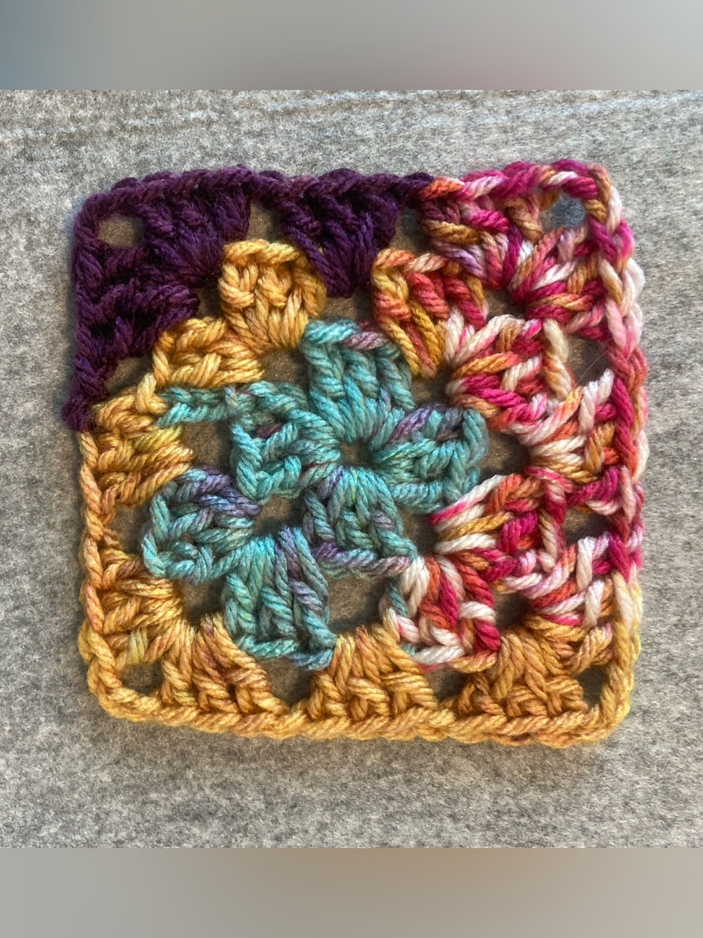 Multicolor Crochet Granny Square - Bright Gradient
